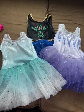 Kids Sparkle Princess Tutu Dress - Ice Blue, Purple & Black Set